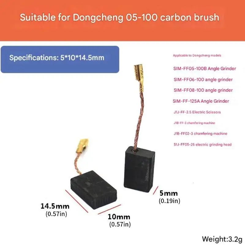 652F 2Pieces Brushes for Electric Grinders and Cutters Smooth Current Transmission