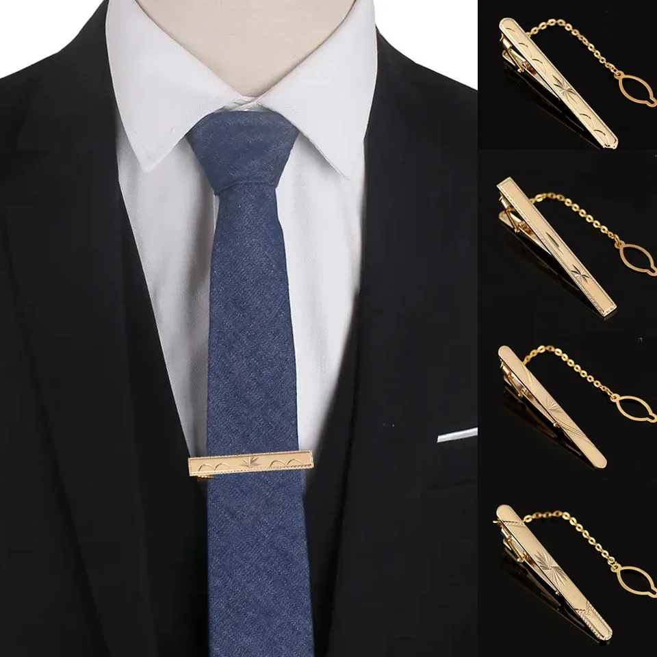 

Simple Necktie Buckle Tie Bar Clasp Clip Clamp Ties Pin Gold Color Metal Copper Tie Pins For Business Gentleman Ties Bar