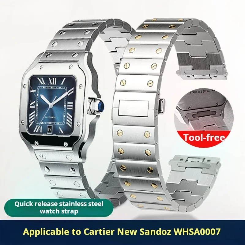 

21mm Sandoz Quick Release Watchband For Cartier Santos WHSA0007 WSSA0009 Whsa0010 men Watch strap stainless steel accessories