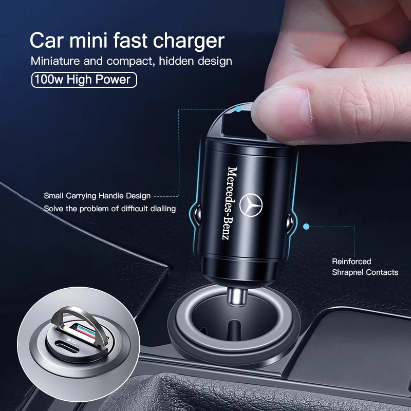 Car Charger USB Type C Phone Hidden Fast Charging Convert Plug For Mercedes Benz AMG A/B/C/E/S Class GLE C200L GLC GLK W205 W211