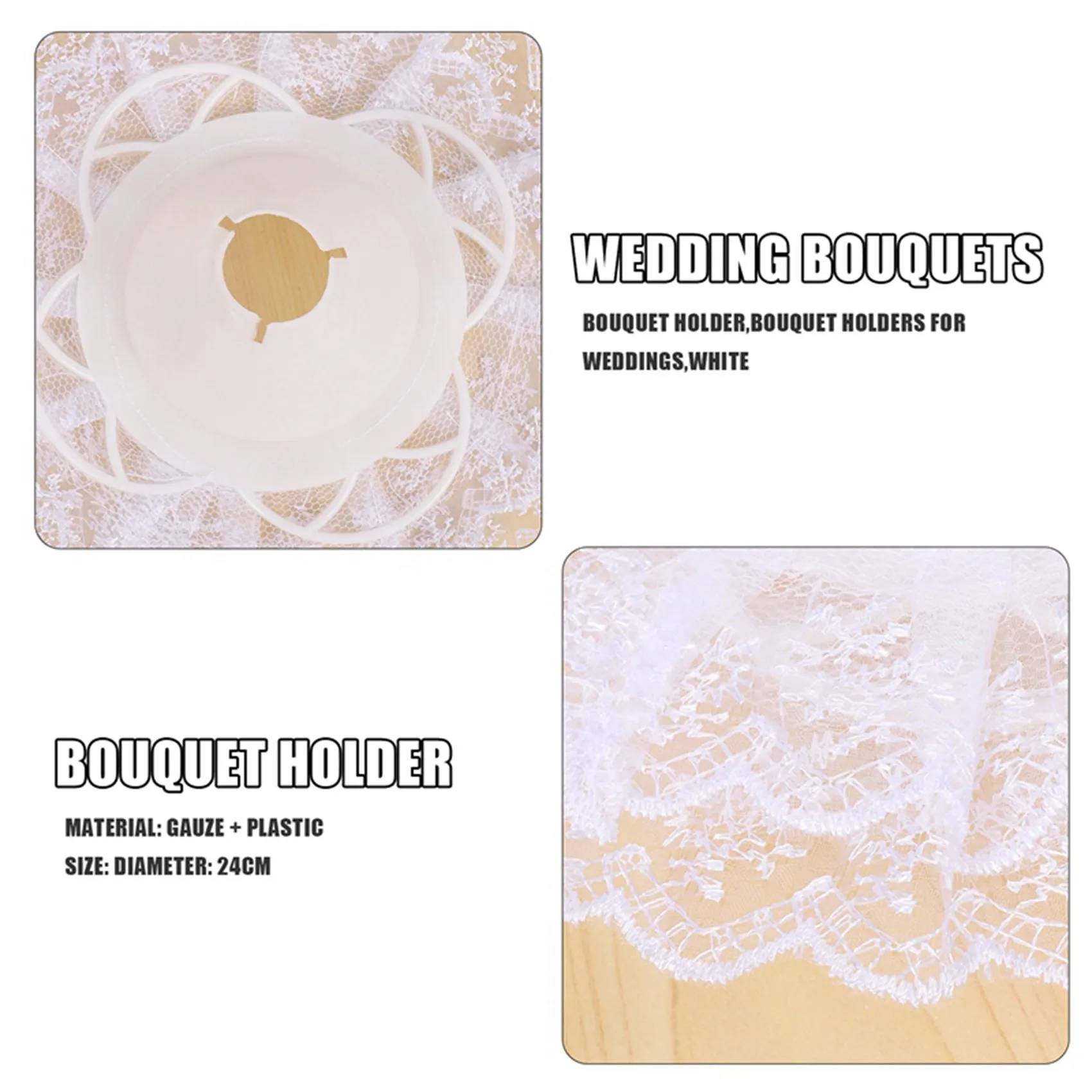 6Pcs Lace Bouquet Collar, Lace Collar DIY Bouquet Holder Wedding Bridal Bouquet Collar White Lace Decoration Bouquet Holder