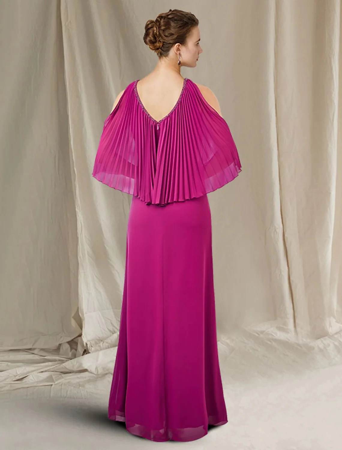 Fuchsia A-line Mother of the Bride Dress Off the Shoulder Beading Chiffon Groom Wedding Party Gowns 2025 Robe De Soiree