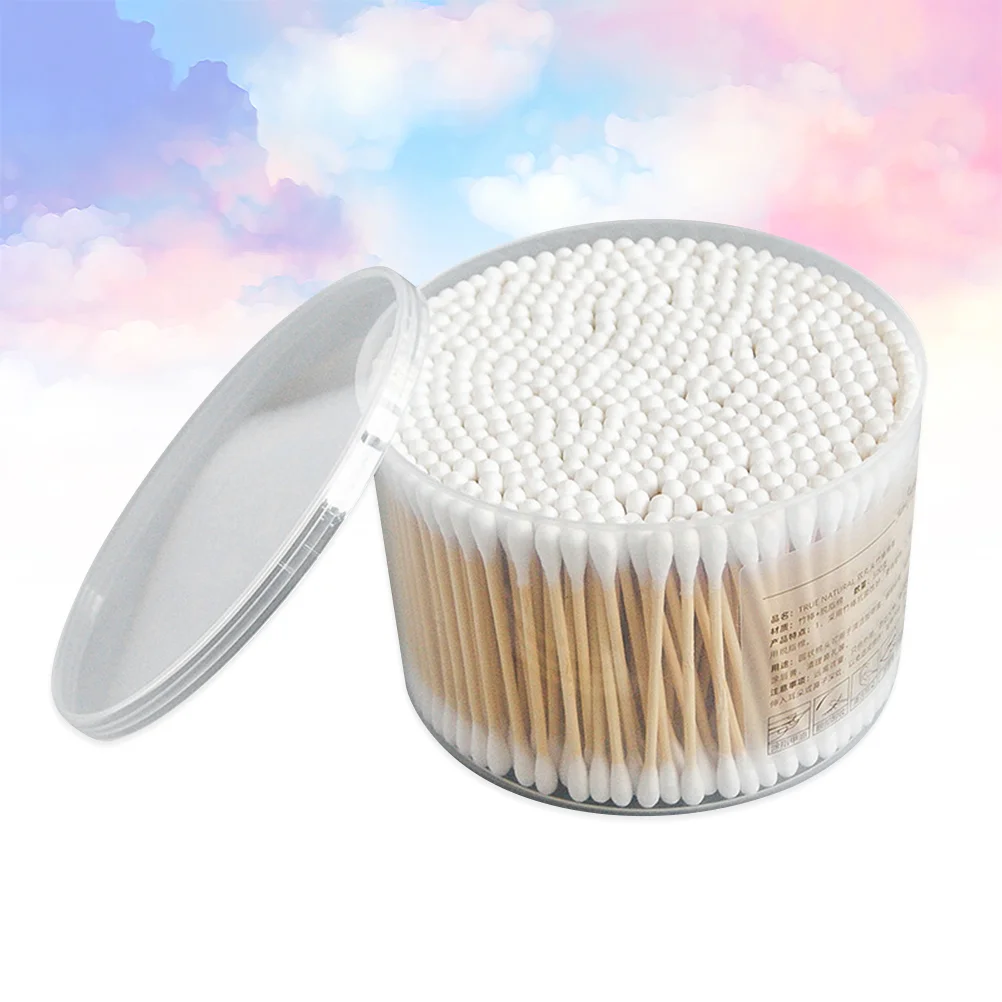 1 Box of 500PCS Bamboo Handle Cotton Swabs Multi-purpose Double-head Cotton Sticks Nail Polish Eye Makeup Removing Cotton