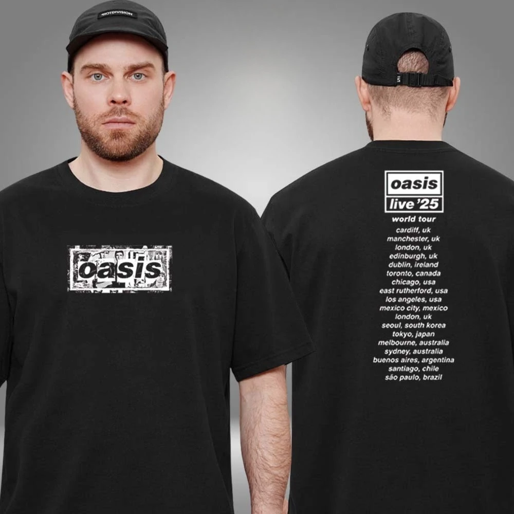 تي شيرت Fit Oasis Live '25 Manchester Heaton Park ذو وجهين للجنسين تي شيرت فاخر عالي الجودة لكل من الرجال والنساء قميص Y2k 2026 صيفي #2