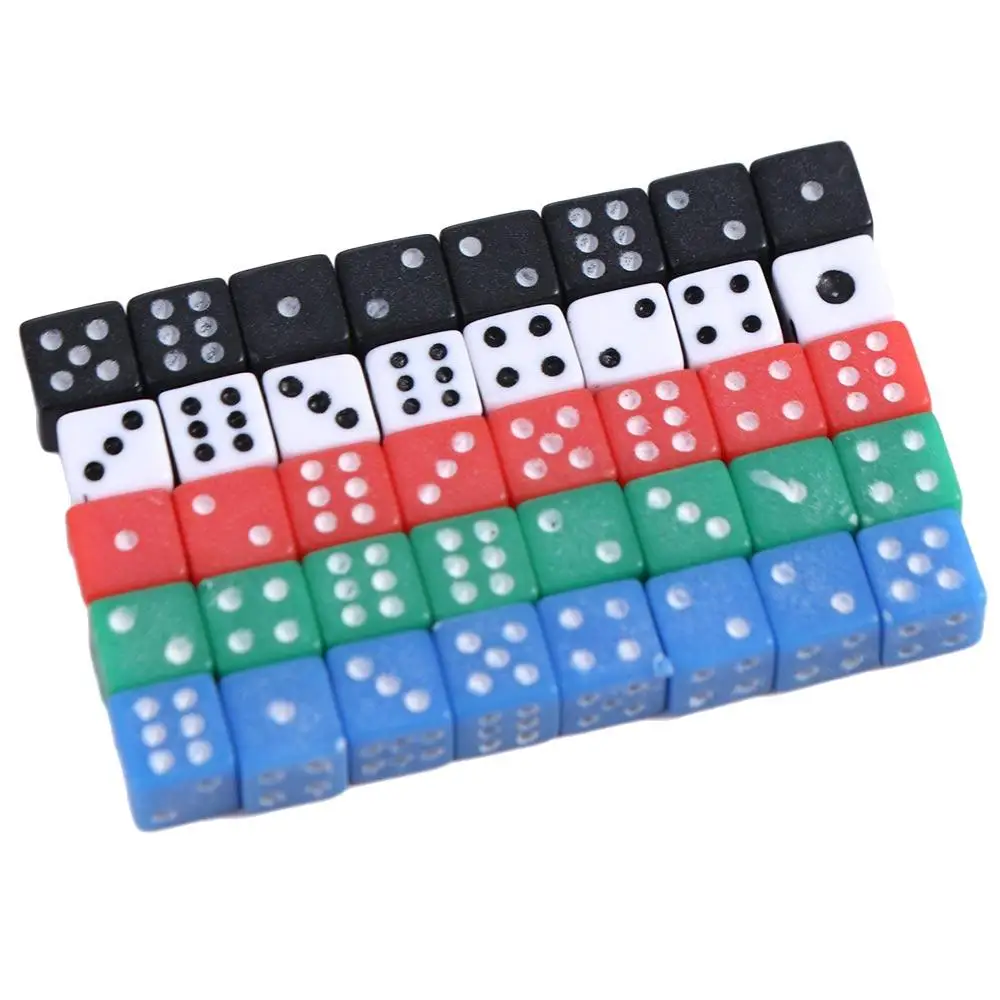 50Pcs/Lot Dices 5mm Plastic Colored Gaming Dice Standard Six Sided Decider Birthday Parties Board Game Drop Shipping