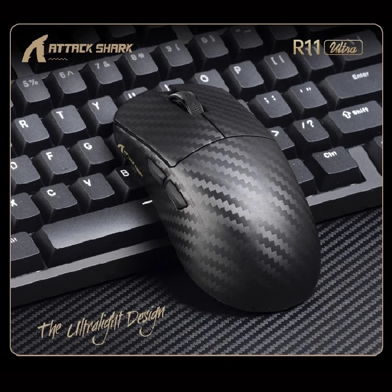 New ATTACK SHARK R11 Ultra 8K Carbon Fiber Wireless Gaming Mouse 42000 DPI-PAW3950 MAX Sensor-49g Lightweight,Nordic 52840 MCU