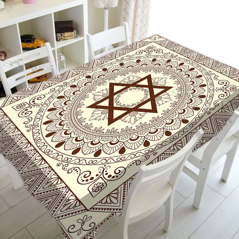 Passover Waterproof Tablecloth Party Decoration Jewish Hebrew Rectangle Tablecloth Kitchen Dining Decoration Passover Seder