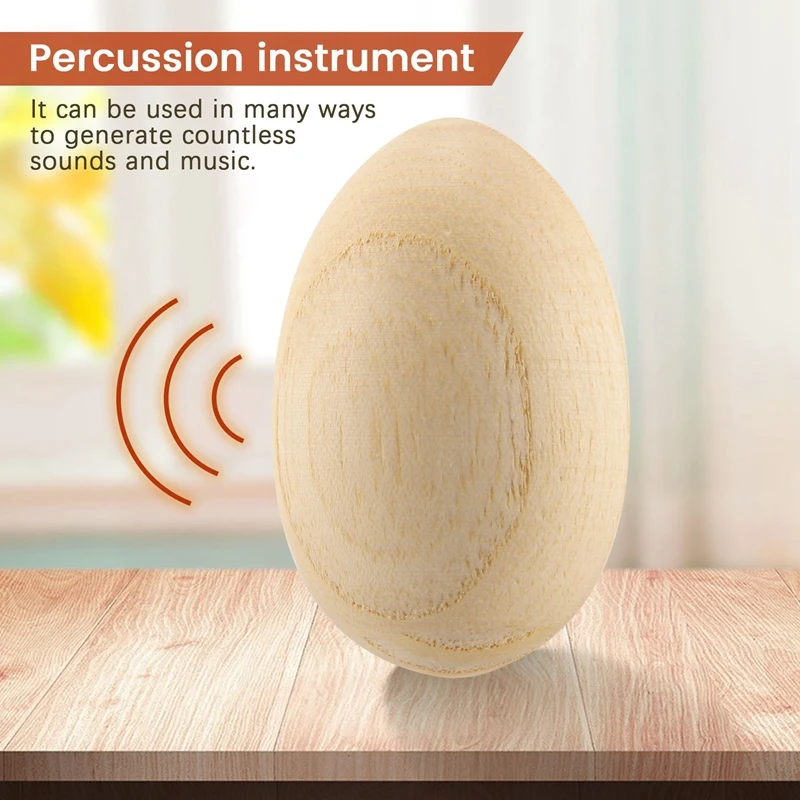 Set di 6 pezzi di uova musicali a percussione in legno Maracas Egg shaker giocattolo per strumenti musicali per bambini