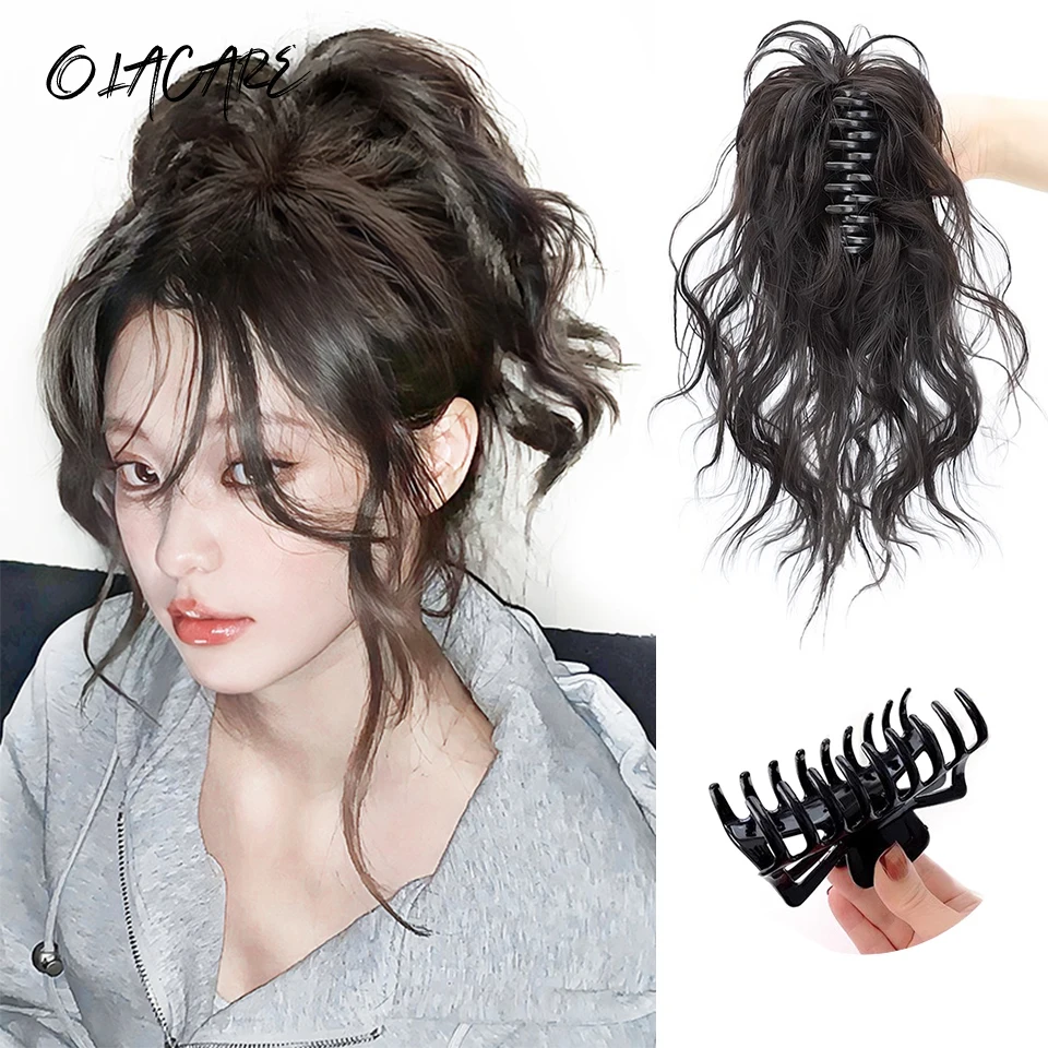 

OLA Synthetic Ponytail Claw Clip Ponytail Extensions Short Curly Ponytail Natural Wig Ponytail Ladies Ponytail Black Hair Clip