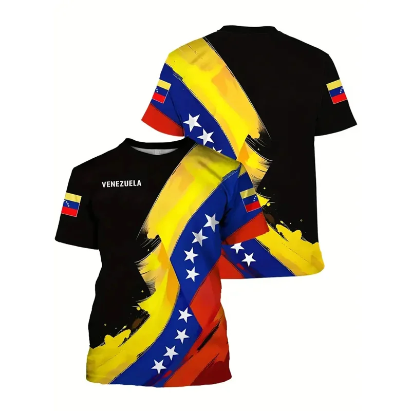 New In Venezuela National Flag T Shirt For Men 3d Printed Casual Short Sleeve Oversized T-shirt Tops Mens Crew Neck Tees Top