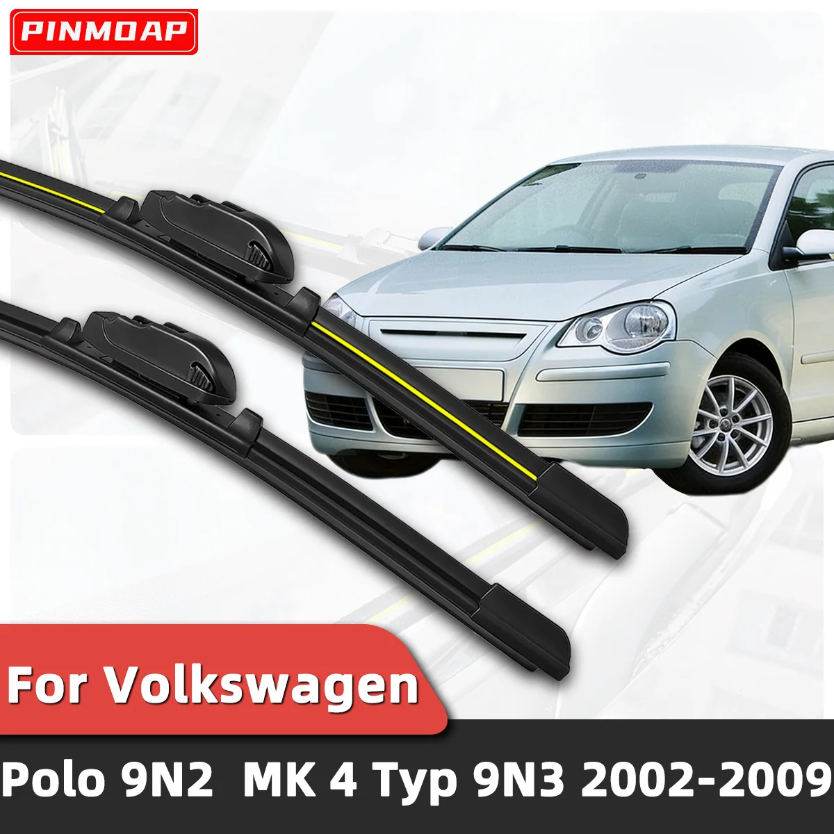 

PINMOAP 2 шт. передние бесшумные дворники для лобового стекла, подходят для Volkswagen Polo 9N2 MK 4 Typ 9N3 2002-2009