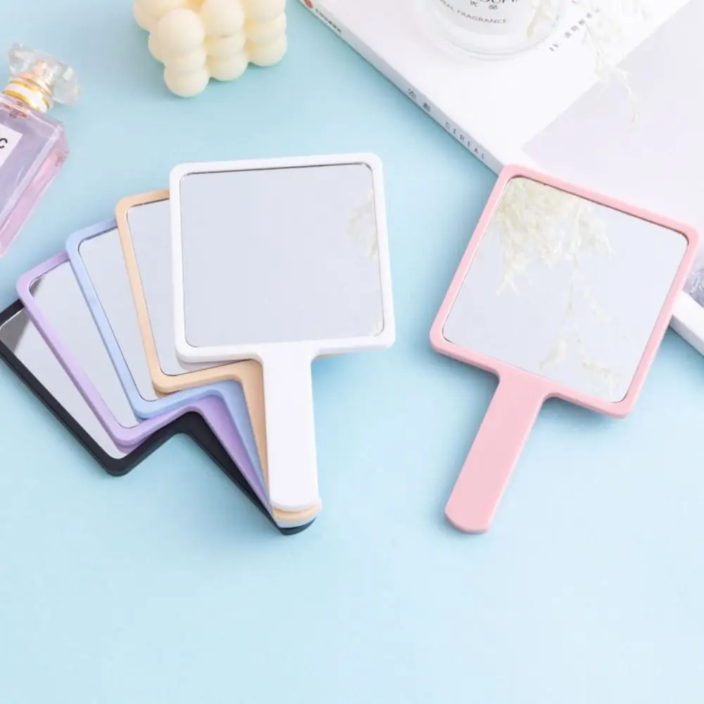 Vanity Mirror with Handle Handheld SPA Salon Makeup Mirror Cosmetic Mirror Square Makeup Mirror Handle Hand Mirror