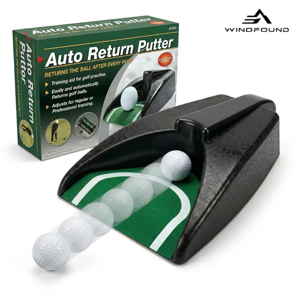 Auto Return Putting Mat Portable Golf Training Aid with Automatic Ball Return Indoor/Outdoor Practice Tool for All Skill Levels