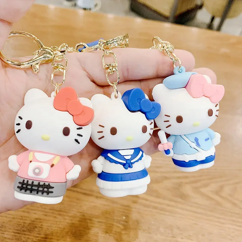 Silicone Doll Cat Keychain Cute Cartoon Drip Glue Key Ring Car Bag Pendant Key Chains Hello Kitty Anime Women Kids Kids Child