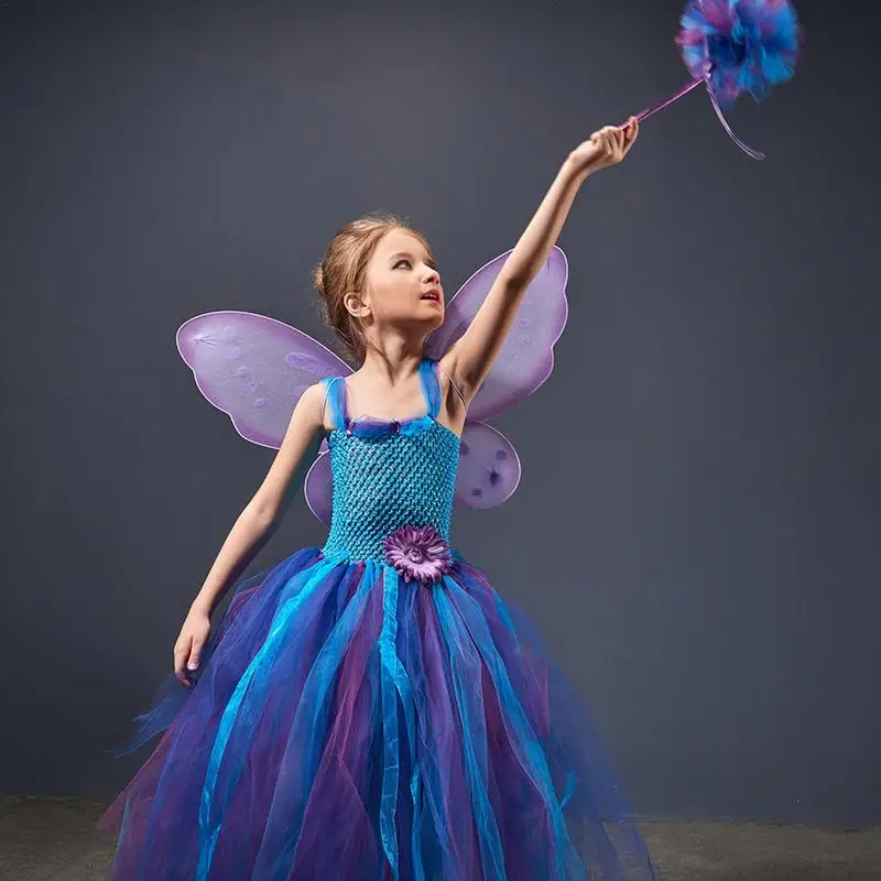 Kids Christmas Dress Girls Fairy Princess Dress With Wand And Wing Girls Princess Birthday Party Elf Fairy Dresses For Cosplay