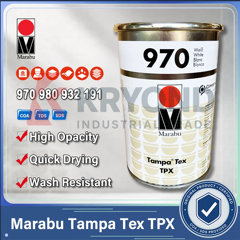 Marabu Tampa Tex TPX TPX970 TPX980 TPX191 Textile Pad Printing Ink 2-Component Wash Resistant Cotton Nylon Polyester Fabric 1KG