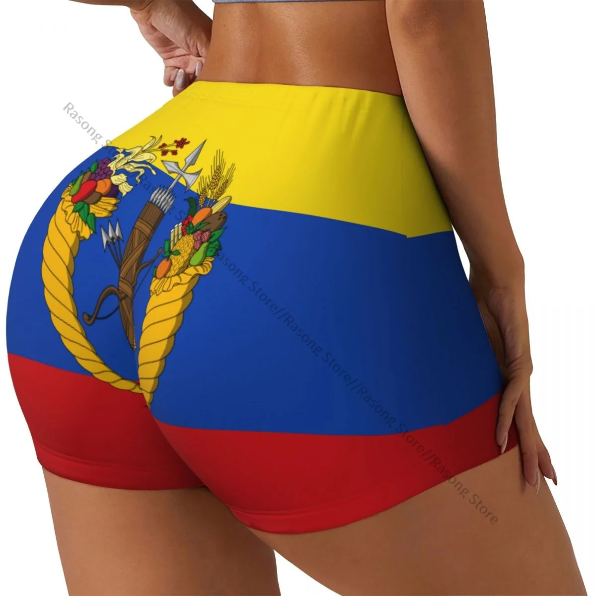 

Женские шорты для йоги из спандекса, шорты для тренировок с надписью Gran Colombia