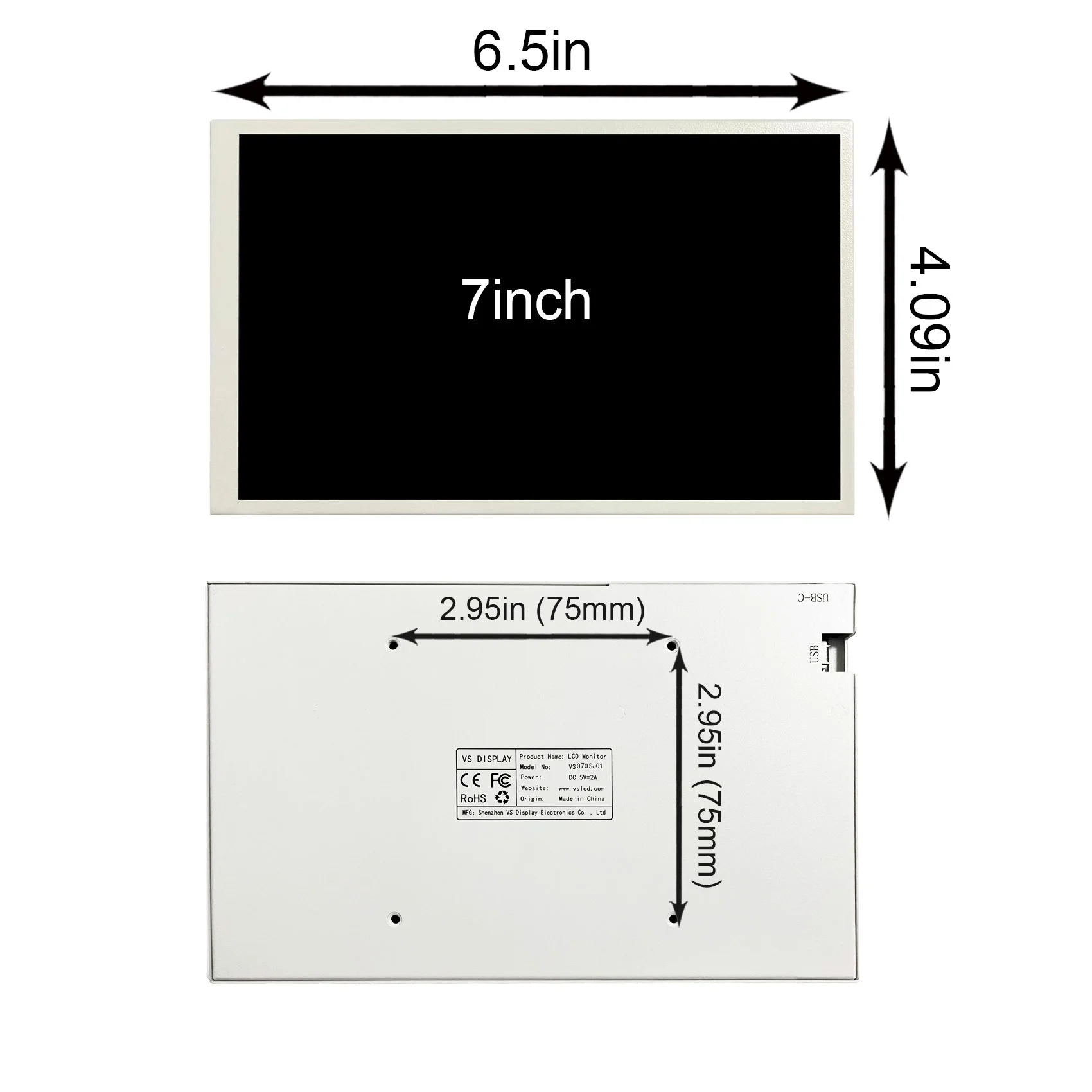 شاشة 7 بوصة 800 × 1280 IPS LCD لحافظة وحدة المعالجة المركزية GPU PC، مدمجة في موضوع فيديو الصورة #2
