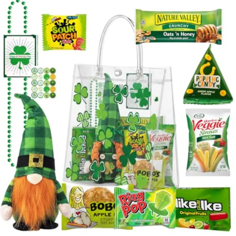 

Подарочный набор ко Дню Святого Патрика с зелеными закусками и конфетами, праздничный зеленый набор для заботы ко Дню Святого Патрика, включает в себя подарок ко Дню Святого Патрика.