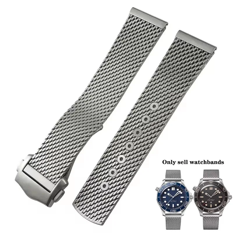 Premium-Grade Titanium steel Chain Strap For Omega 007 Seamaster Diver 300 Watch Band 20mm Replace Milanese Stainless Bracelet