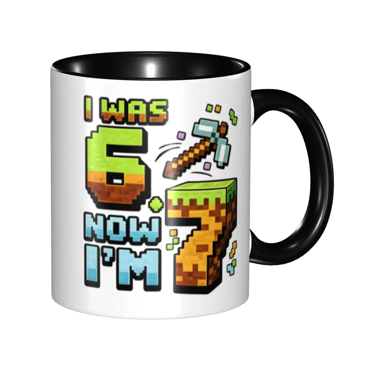Birthday I Was 6 Now I'm 7 Year Old Pixel Gamer 6-7 Meme Coffee Mugs DIY Personalized Ceramic Milk Tea Mug Cup