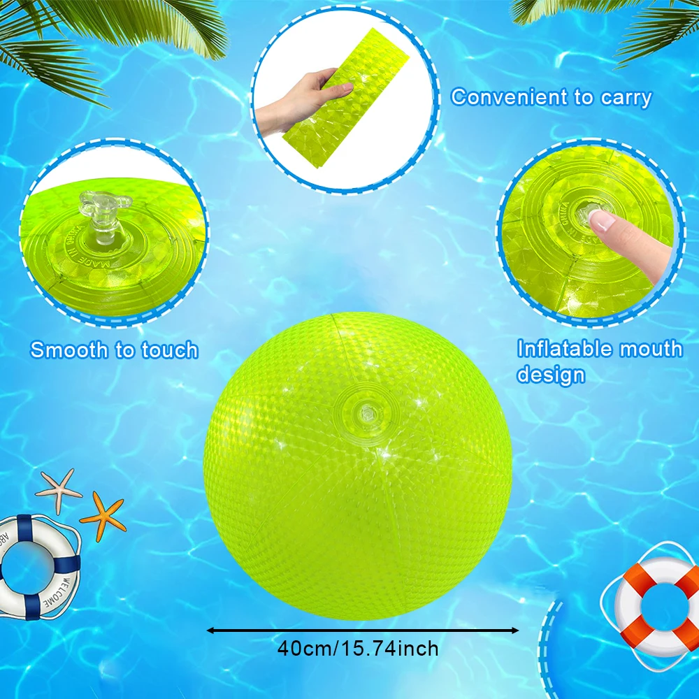 قطعة واحدة من كرات الشاطئ القابلة للنفخ بلون اللؤلؤ، ألعاب حمام السباحة البلاستيكية الملونة لمستلزمات حفلات أعياد الميلاد، ألعاب مائية لديكور صيفي هاواي