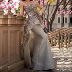 Exquisite Lace Evening Dress Sleeveless Floor Length Sweep Train Gowns Elegant Women Strapless Prom Dress Vestidos 2025
