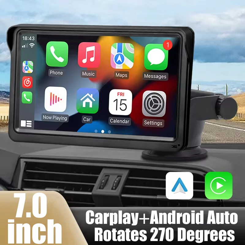 

7-дюймовый автомобильный портативный навигатор Carplay беспроводной стерео Bluetooth 5,0 автомобильный MP5 радио мультимедийный видеоплеер для камеры заднего вида