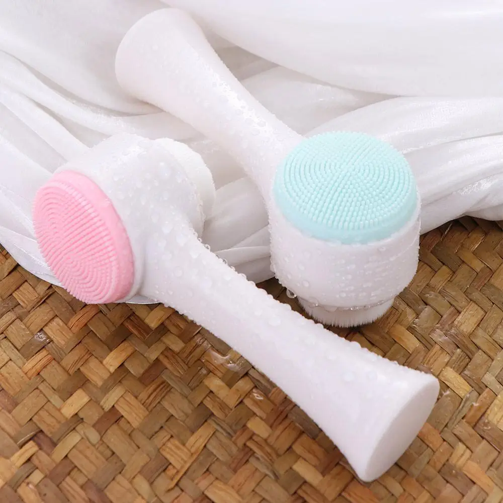 Double Sided Silica Gel Facial Brush Soft Blackhead Remover Facial Cleanse Brush Skin Care Cute Facial Face Scrubber Brush