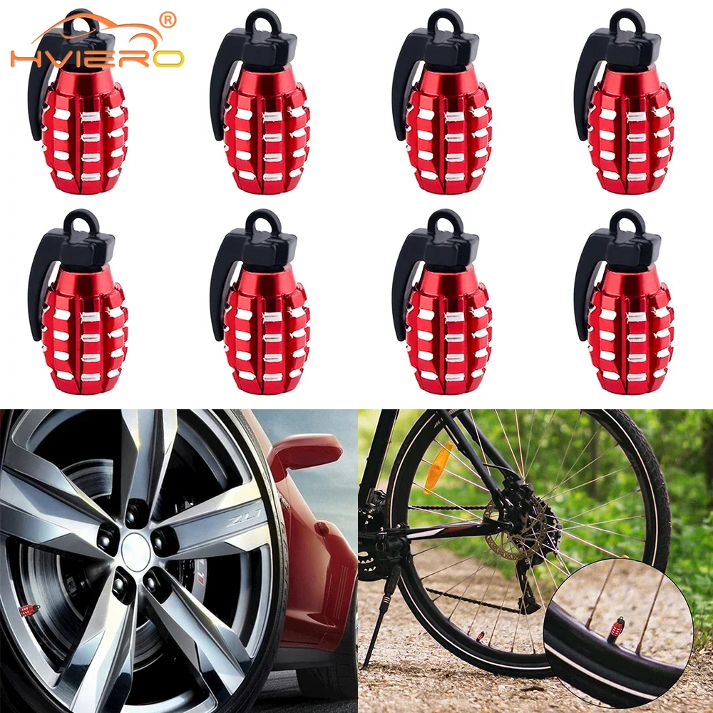 Car Tire Valve Cap Grenade Alloy Tyre Stem Cover Dust Truck Aluminum Bike Wheel Rim Decoration Accessories Tool Parts Multicolor