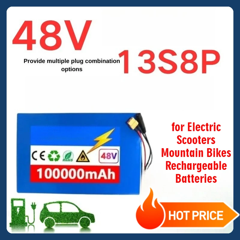 

Lithium Batterie 13S8P 48V 18650 100Ah Battery Pack Suitable for Electric Scooters Mountain Bikes Rechargeable Batteries