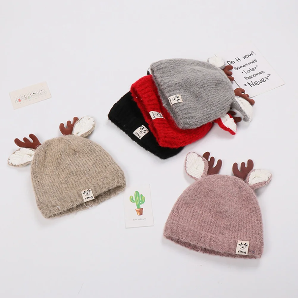 

Kids Warm Knit Hat for Baby 3-24 Months Grey Soft Thickened Knitting Hat for Children Cozy Charm Design Suitable Winter Autumn