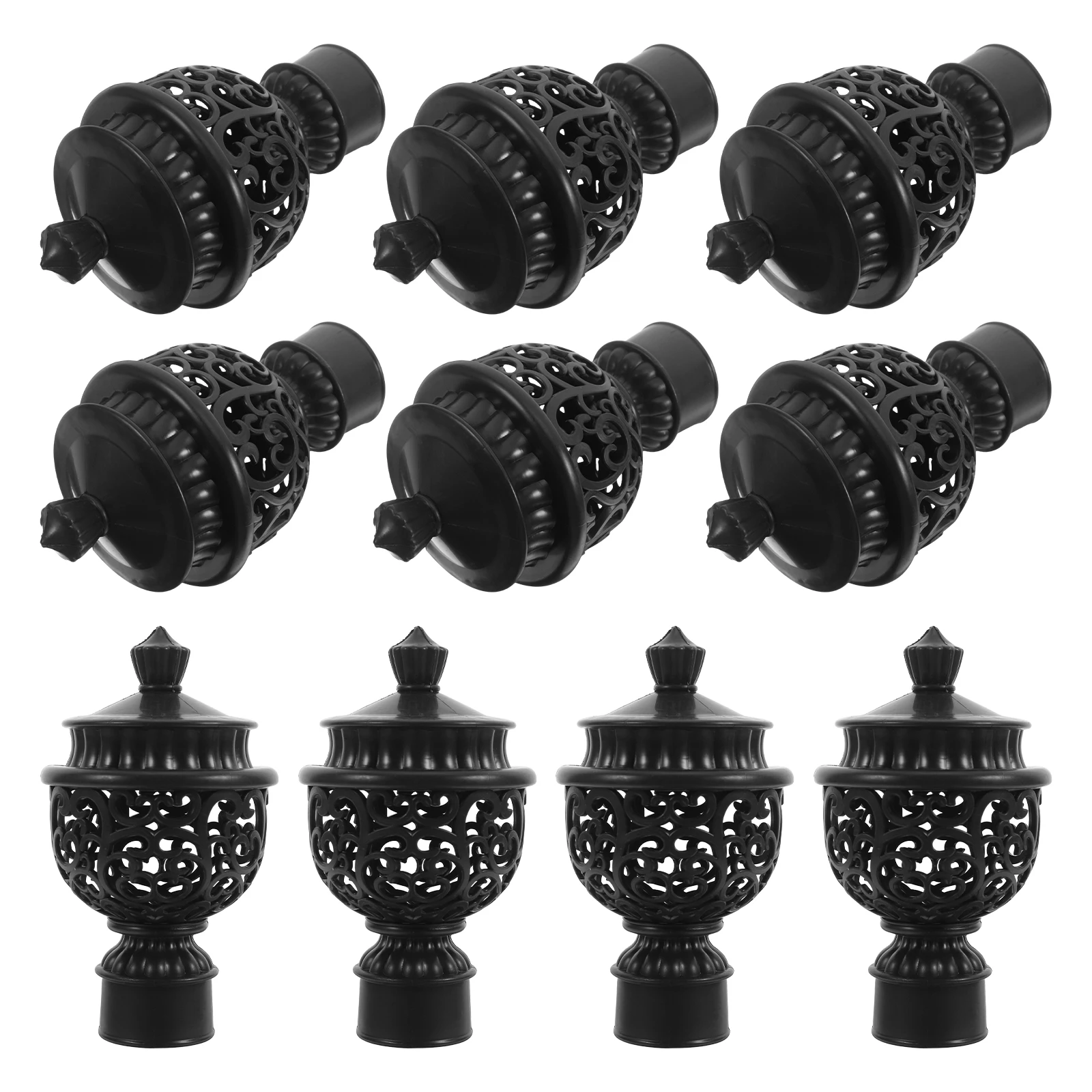 

12Pcs Window Curtain Rod Finials Decorative Hollow End Caps Plastic Drapery Pole Heads for Home Decor Roman Style