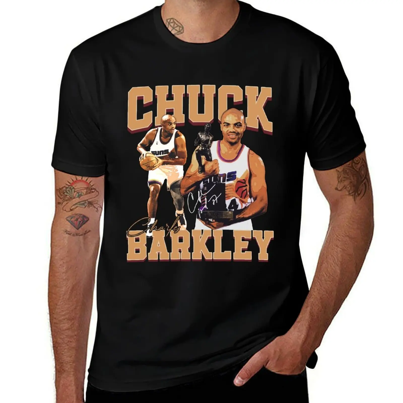 Vintage Sir Charles Barkley Chuck Basketball Retro 80s 90s Rap Style T-Shirt Casual Simple Design Short Sleeve Shirt T-Shirt