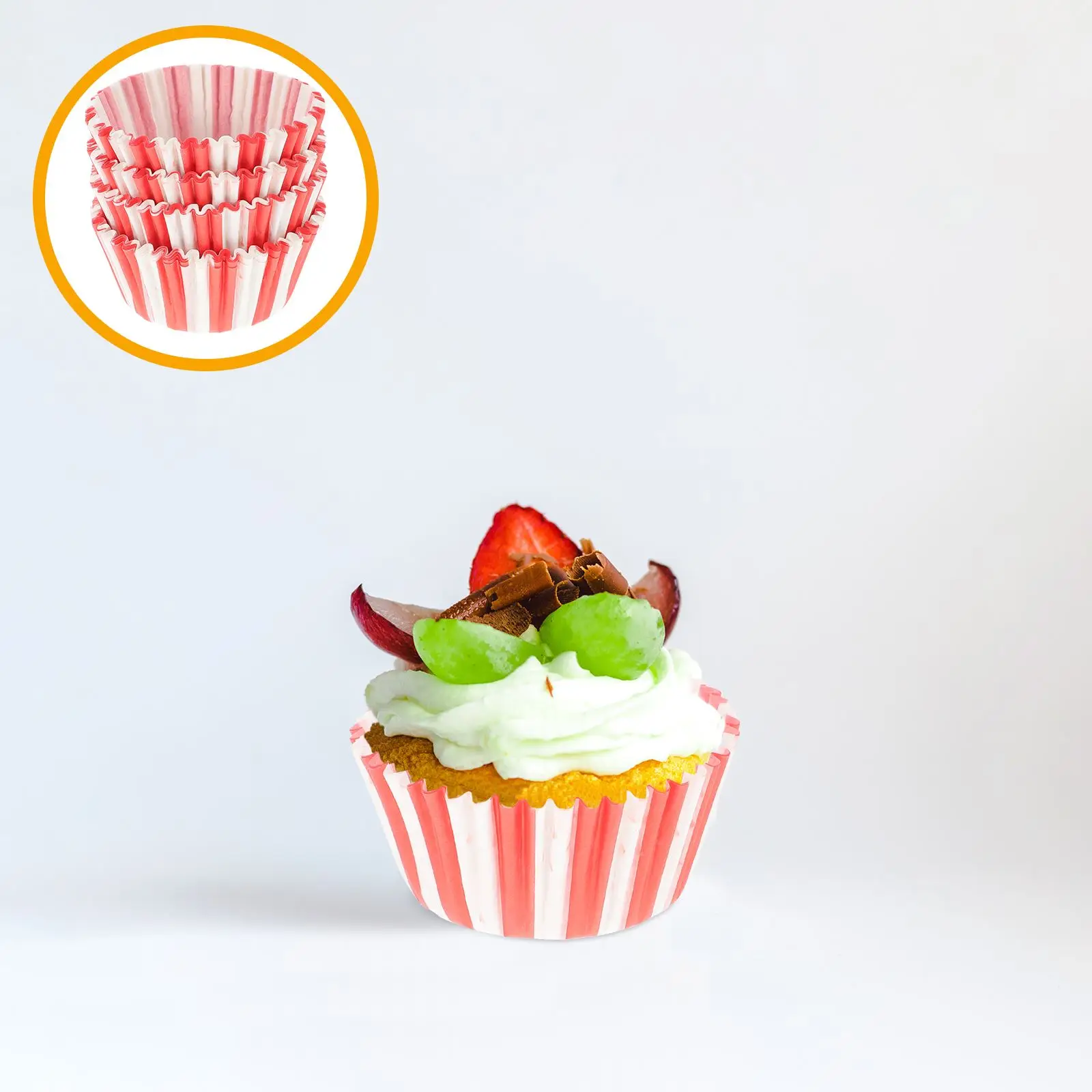 100pcs Red and White Stripes Paper Muffin Cups Baking Paper Cup Cupcake Paper Cups Wrapper Baking Cup Set Bakery Party Supplies