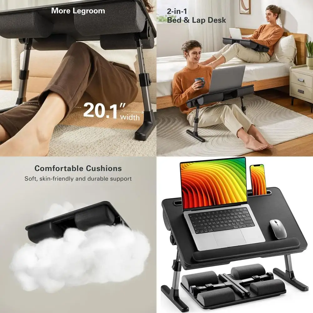 Laptop Bed Desk, Laptop Tray Computer Lap Desk for Bed Couch Sofa Floor, Bed Tray for Working, Eating, Foldable Lap Stand Table