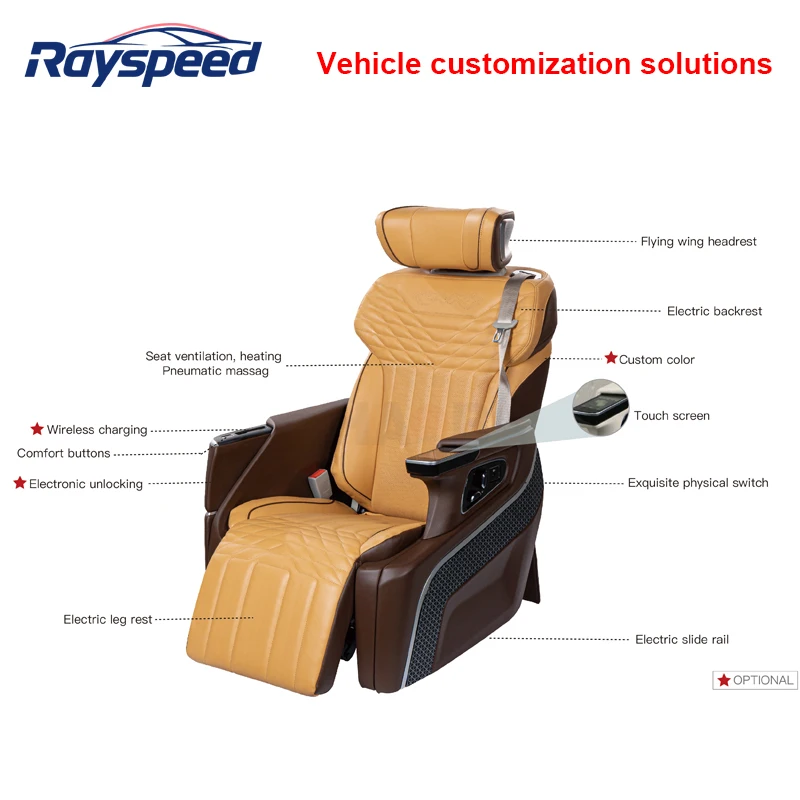 For Customizable Leather Multifunctional MPV Seat for Mercedes  Sprinter & Alpha Vito Vito Heating One Click Rotation Waterproof
