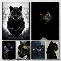 Black Panther Wild Jumping Leopard Animal Motivational Art Posters Canvas Painting Wall Art Print Picture Living Room Home Decor