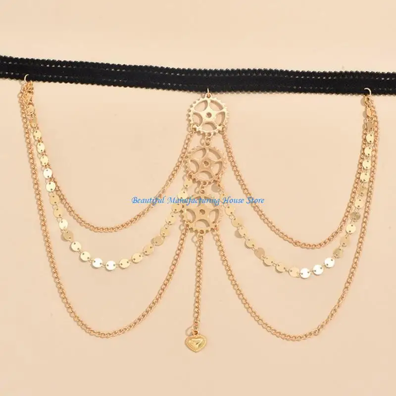 E56A セクシーな中空アウトギア太ももチェーン脚ボディチェーンハーネスパンク脚ガーターベルトファッションシーサイドクラブパーティーボディ用品