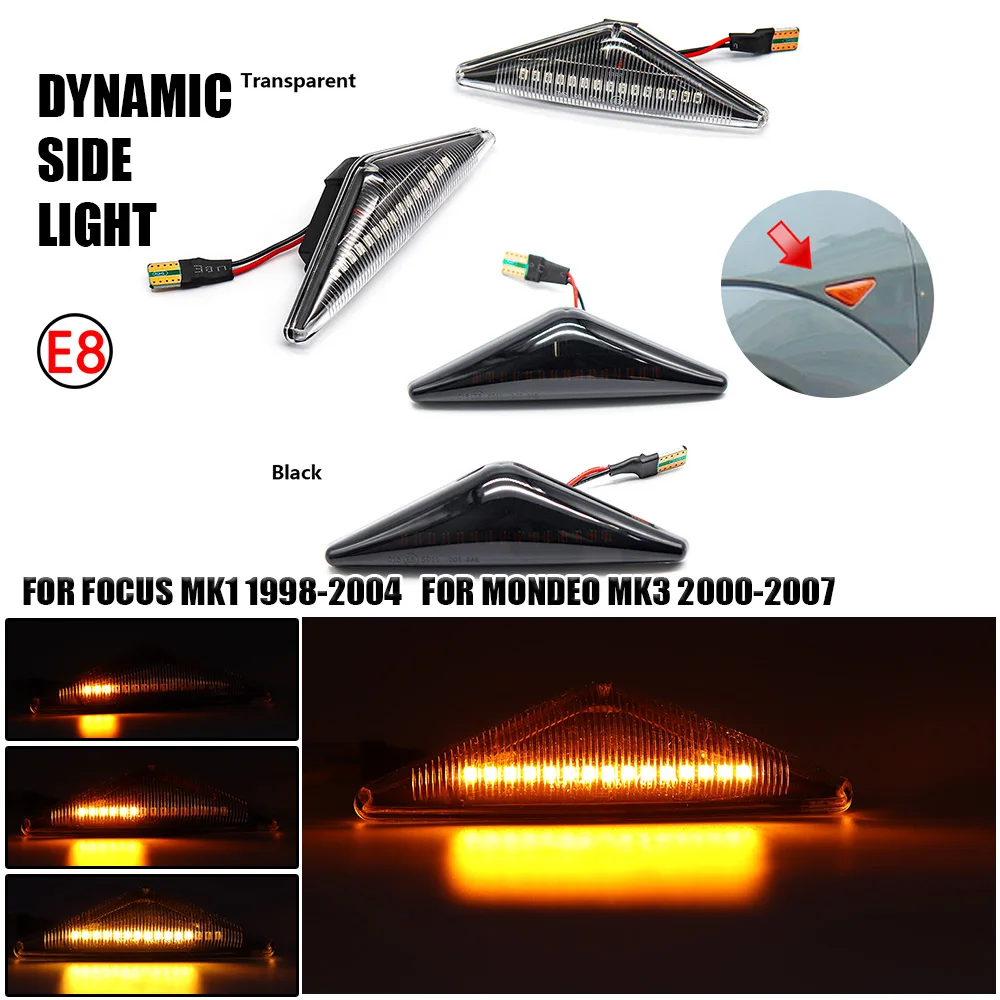 Dla Ford MONDEO 3 MK3 FOCUS 1 MK1 LED dynamiczny znacznik boczny włącz światła sygnalizacyjne wskaźnik migający lampa płynąca światło boczne Repeater