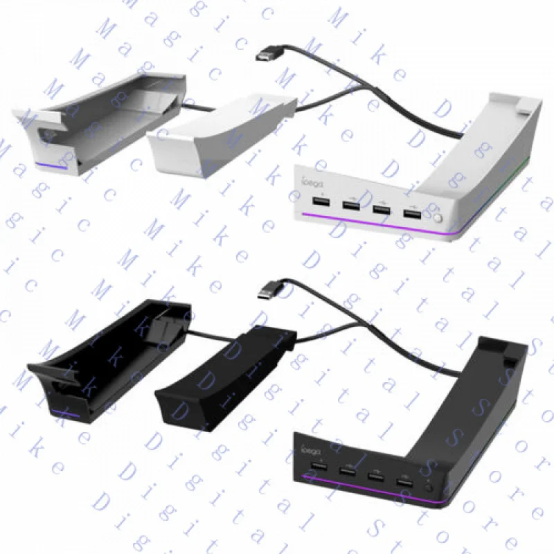 UU  For PS5 Slim Horizontal Holder with Hub Side Stand Base 4  Transfer USB 2.0 Port