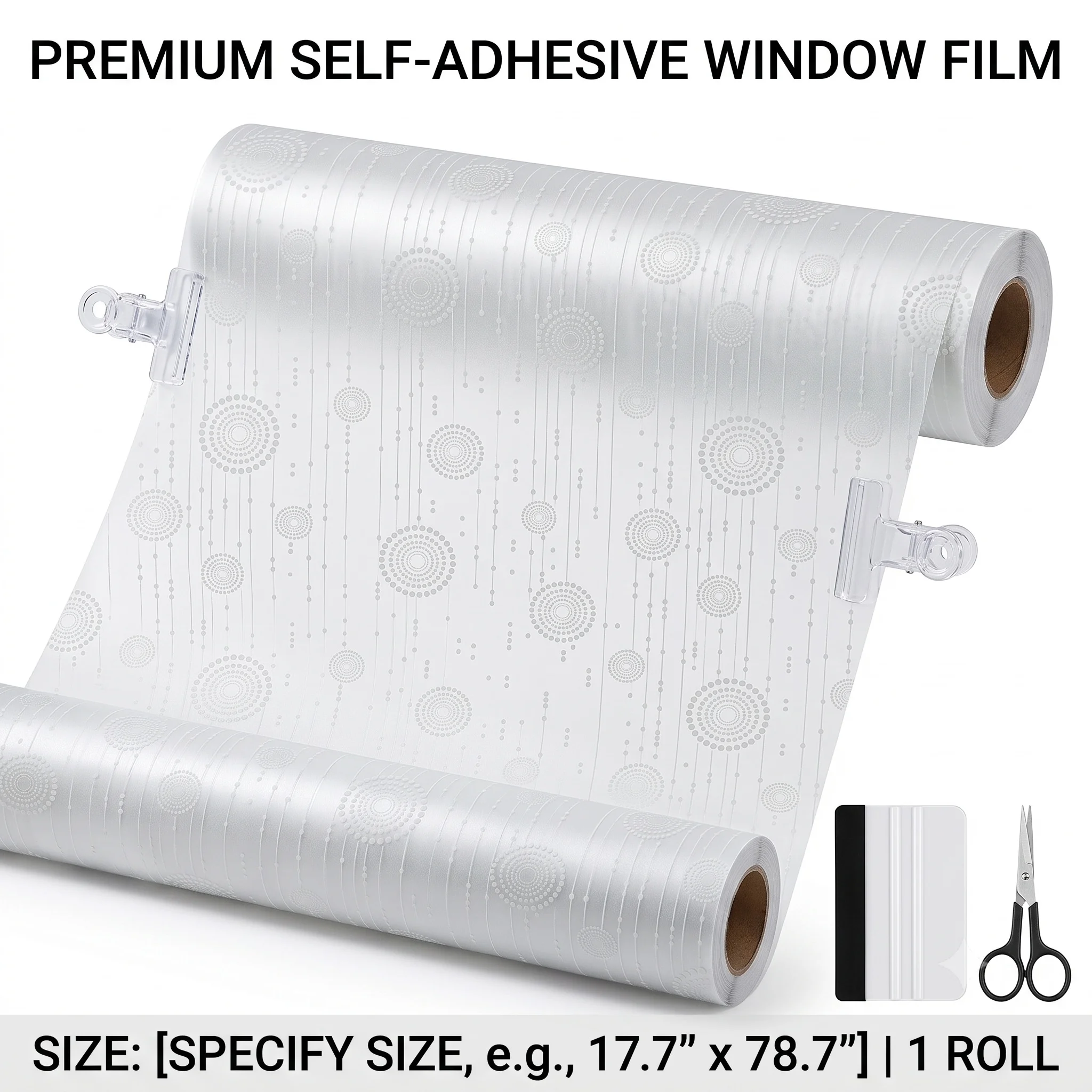 Geometric Circle Self-Adhesive Window Film Frosted Matte Privacy Glass Sticker Anti-UV Anti-Peeping Decorative Bathroom Decal