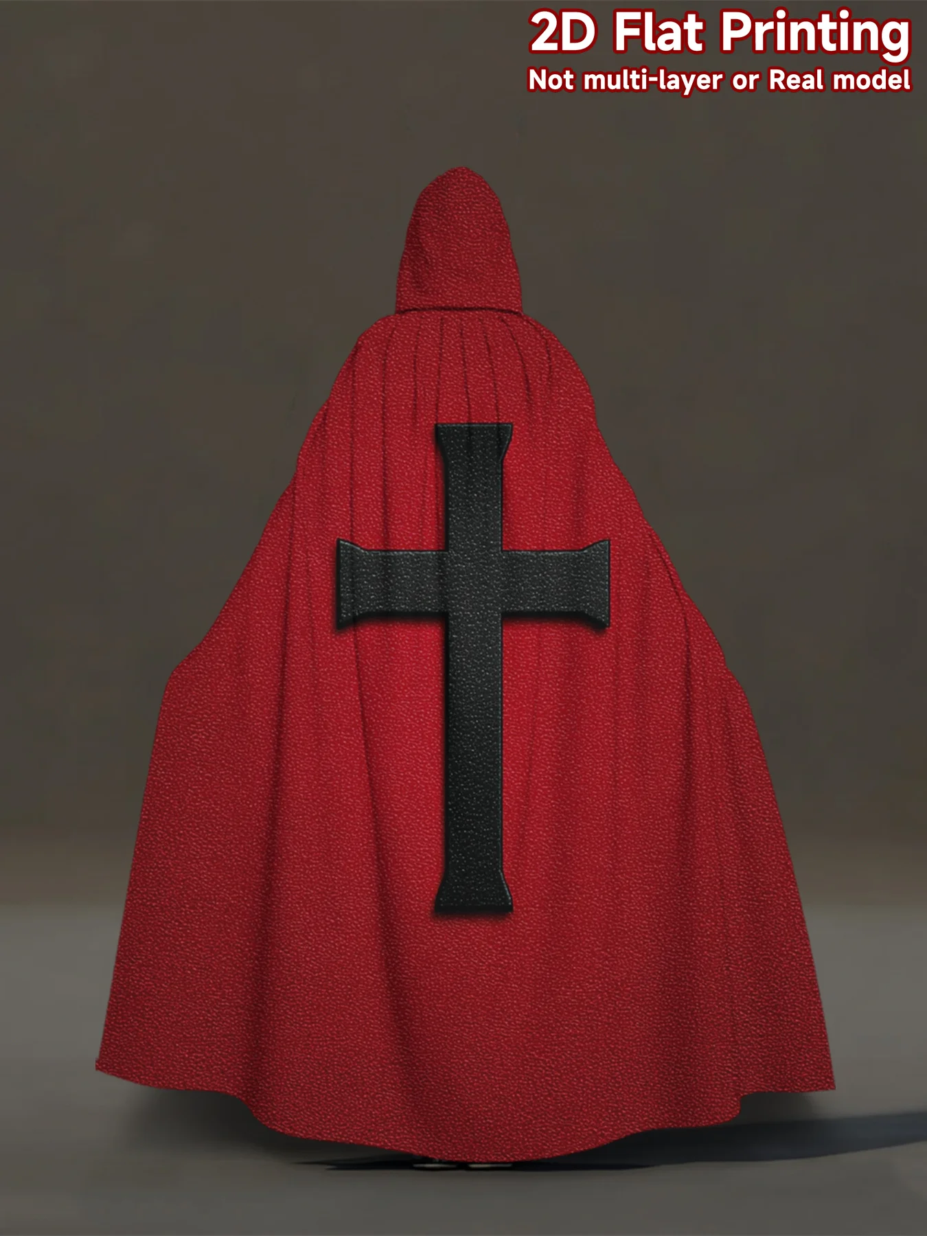 1pcs Retro Full-Body Hooded Robe with Black Cross Pattern - Hooded Cloak Costume Suitable for Cosplay, Medieval Renaissance