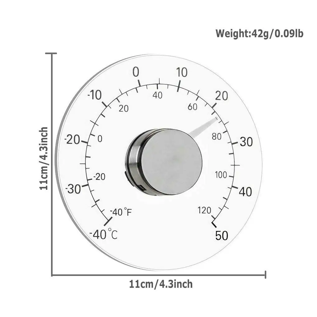 Indoor Outdoor Window Thermometer Waterproof Weather Thermometer Temperature Meter for Home Office Patio Transparent Dial Gift