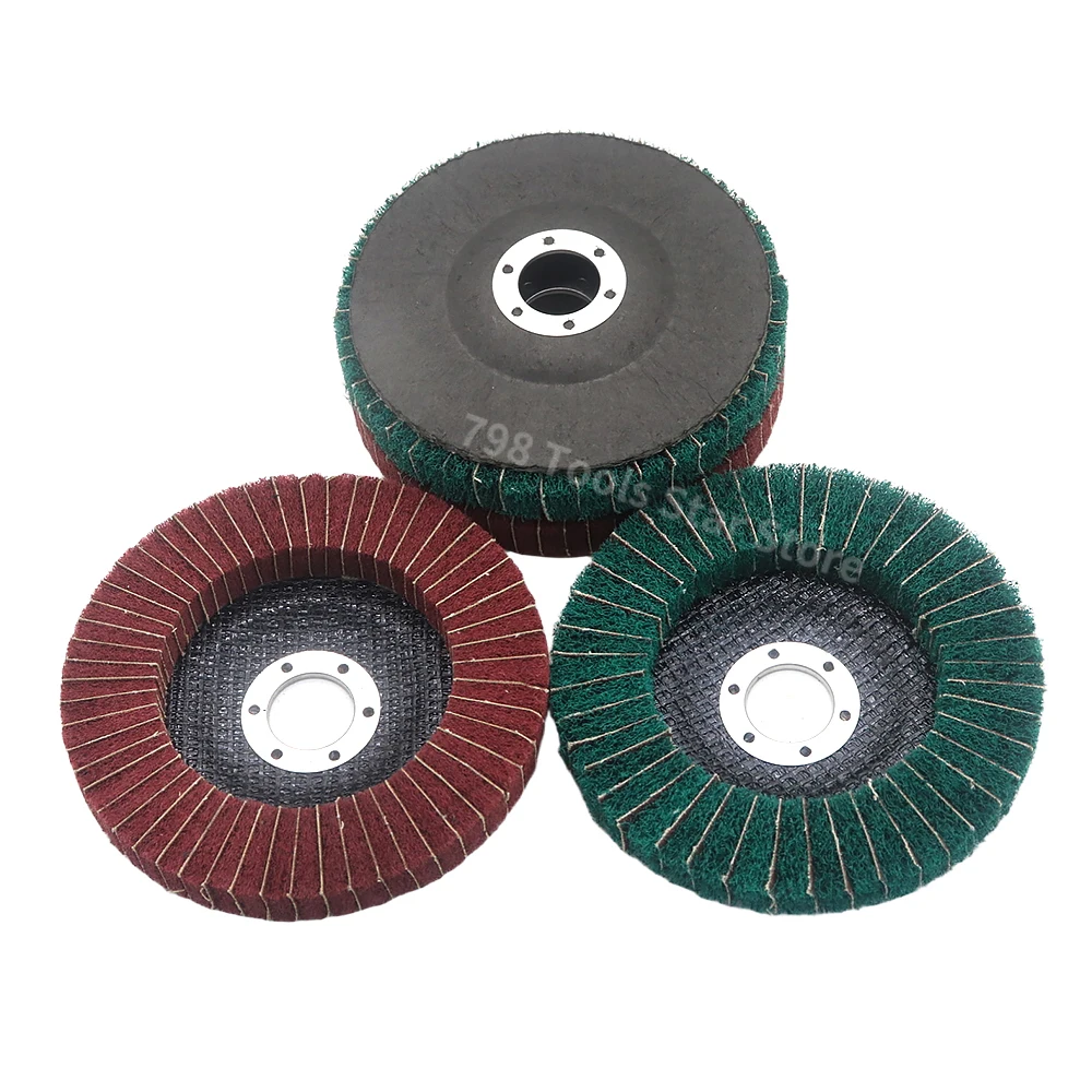 10Pcs 115mm Nylon Flap Polishing Discs,Scouring Pad Buffing Wheel for Angle Grinder, 120-320 Grit for Stainless Steel Aluminum