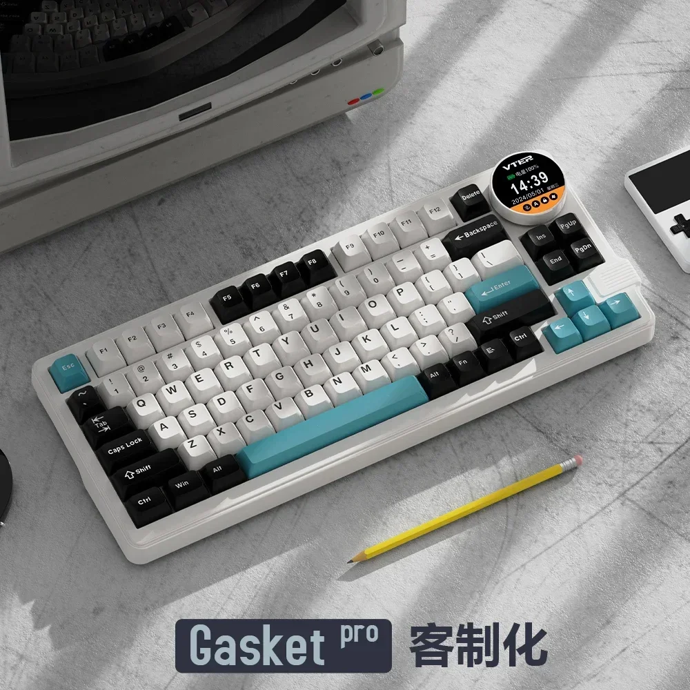 Imagem -04 - Feker K75 Teclado Mecânico para Jogos Modos 83 Teclas Bluetooth 2.4g Teclado sem Fio com Tela de Botão Rgb Pbt Teclados Gamer Gif