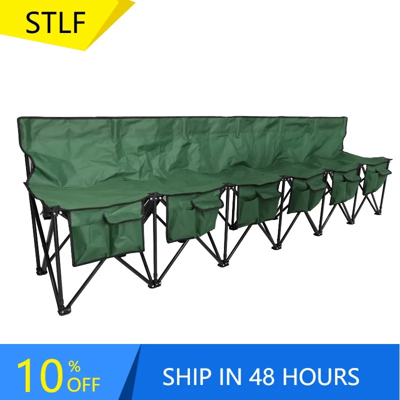 YTYIN Outdoor Camping Sports Sideline With Back And A Carry Bag 6-Seat Portable Folding Bench Chair