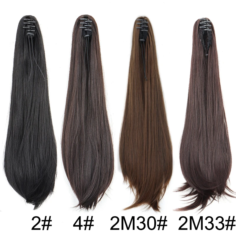 Cola de caballo sintética elegante para mujer, extensión larga y lacia con pinza de cangrejo, para toda ocasión 2