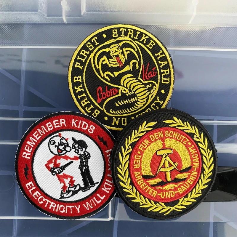 Circular Patch Tactical Snake Embroidery Hook and Loop Electricity Will Kill Your Morale Badge East Germany Ddr Armband Stickers