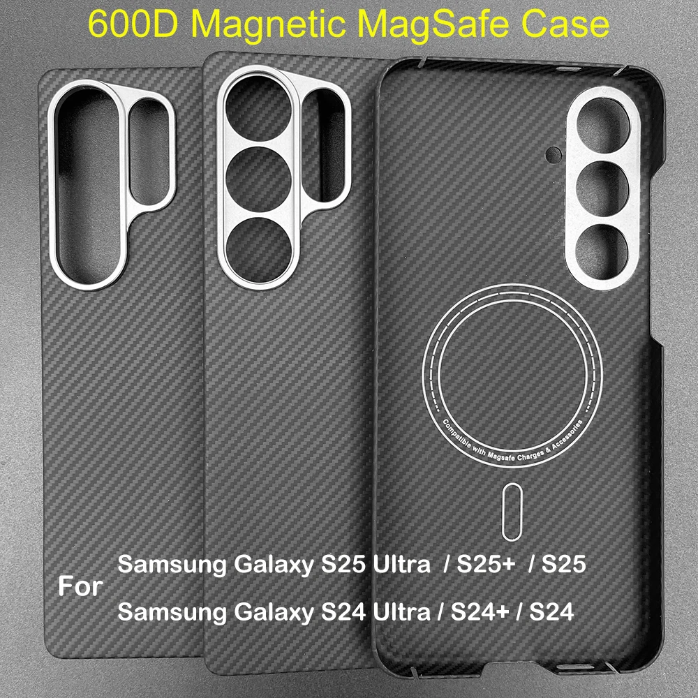 For Samsung Galaxy S25 Ultra S24 Ultra Magnetic MagSafe Case Aramid Carbon Fiber Case S24 S25 Plus Ultra-Thin Protective Cover